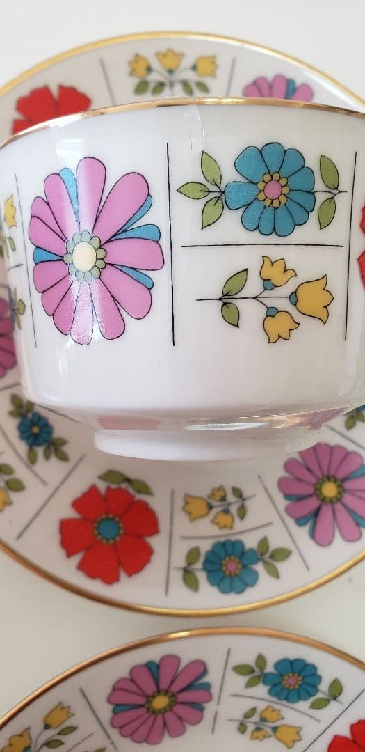 【難有り】ノリタケ 昭和レトロ　ポップな花柄６客セット貴重なセット