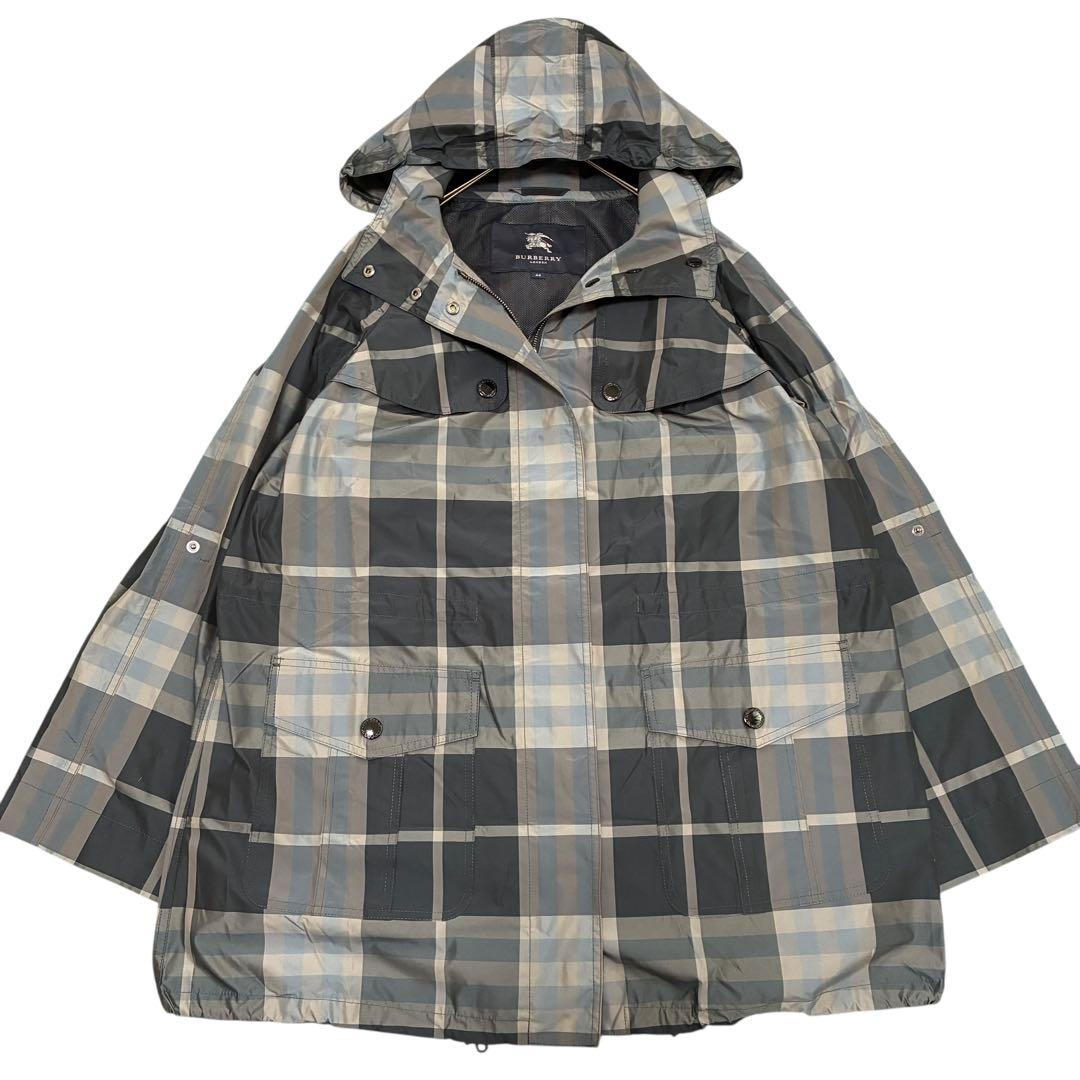 【希少美品】バーバリーロンドン　レインコート　ポリエステル　ノバチェック　44