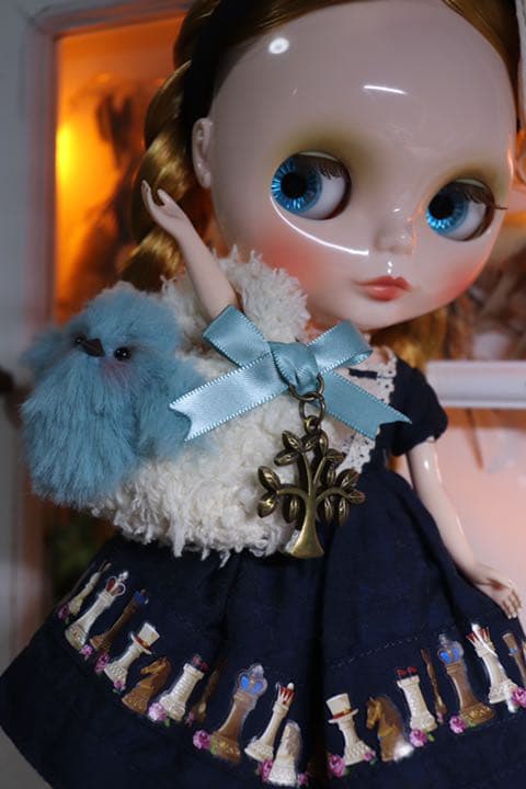 青い鳥のトートバッグ　ブライス　アウトフィット 鳥　文鳥　シマエナガ