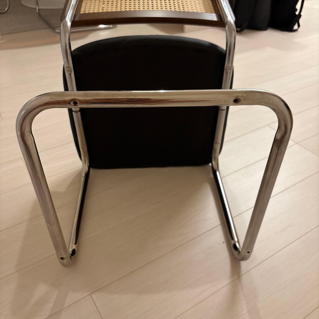 椅子 チェア 一人掛け クッション レトロ レザー張り ラタン　ブラック