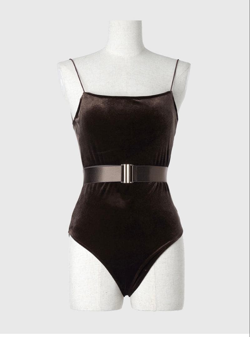 anuans アニュアンス　ベルテッドワンピーススイムウェア　Sサイズ　ブラウン