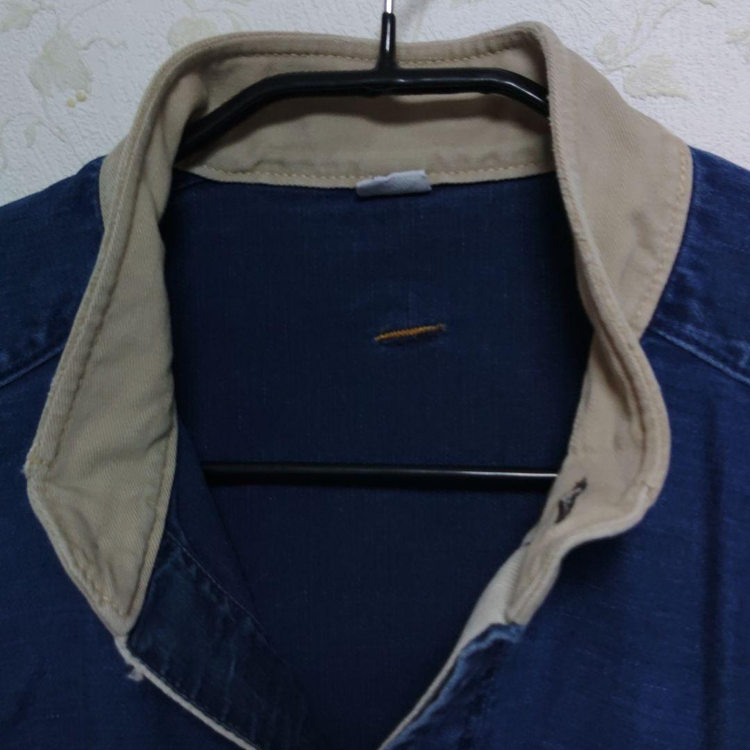 45R麦サテン×チノのヨットマンドレス（インディゴ加工）デニムロングワンピース