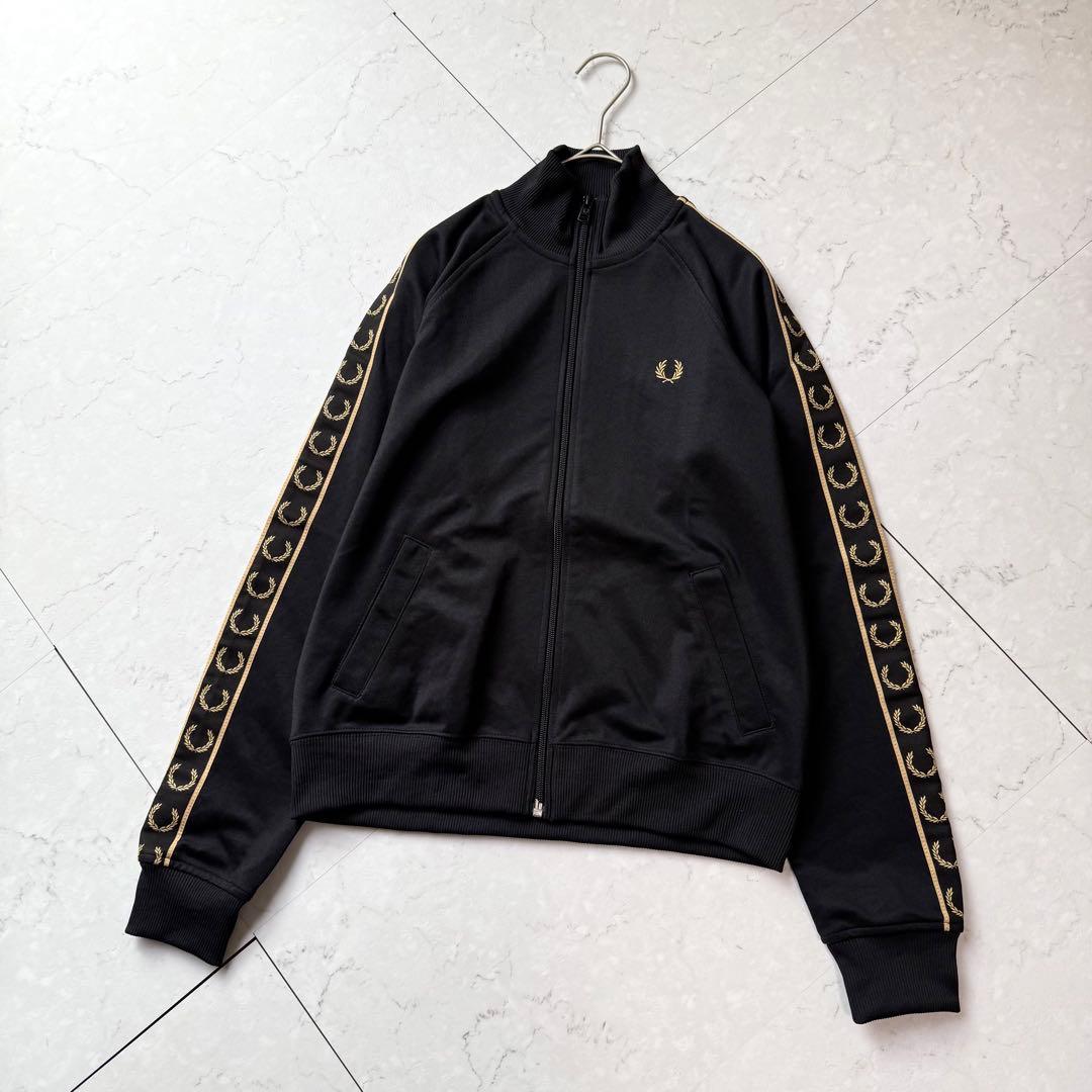 フレッドペリー トラックジャケット UK10 M テープロゴ ブラック ゴールド