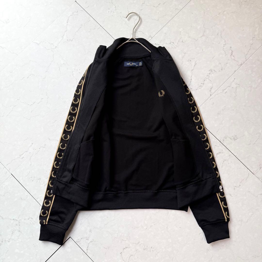 フレッドペリー トラックジャケット UK10 M テープロゴ ブラック ゴールド