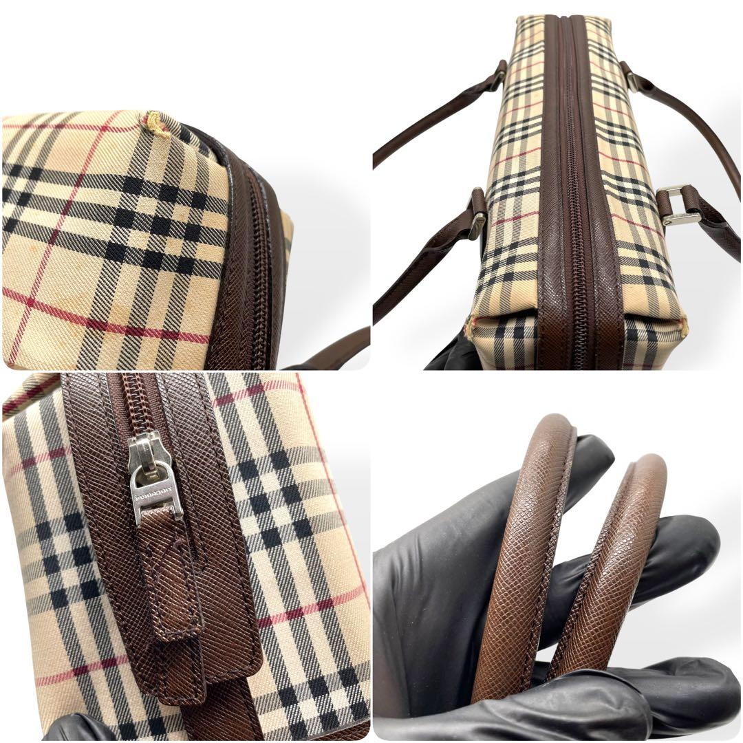 良品　BURBERRY バーバリー　ノバチェック　ハンドバッグ　ボストンバッグ