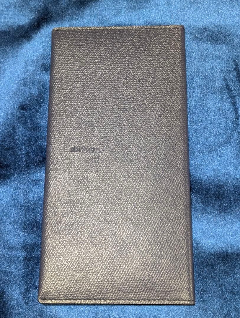 【値下げ】abrAsus アブラサス 薄い長財布 ネイビー 紺色系　極薄　本革