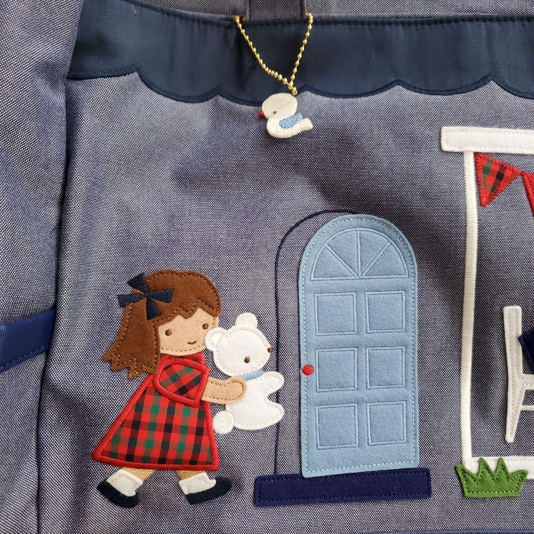 【美品】familiar ファミリア　デニム　マザーズバッグ　チャーム　ワッペン