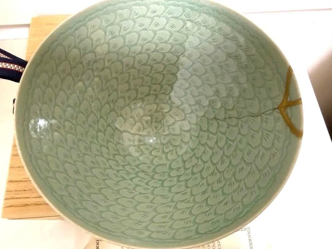 中相浩　高麗青磁　茶碗　金継ぎ修復済み　茶道具　茶器　韓国人間文化財