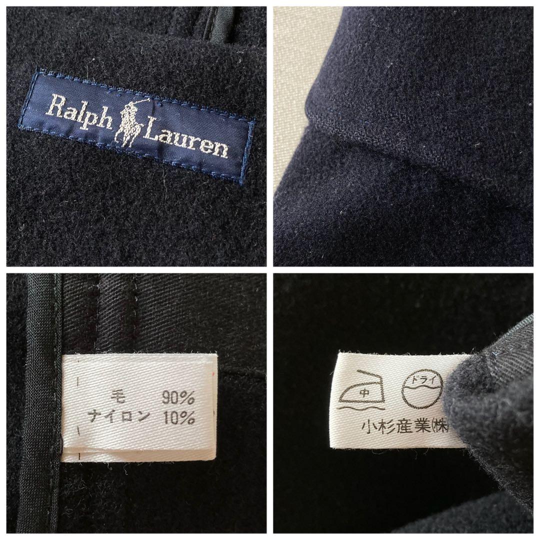 ビンテージ ラルフローレン ウール メルトン ロング ダッフルコート ネイビー