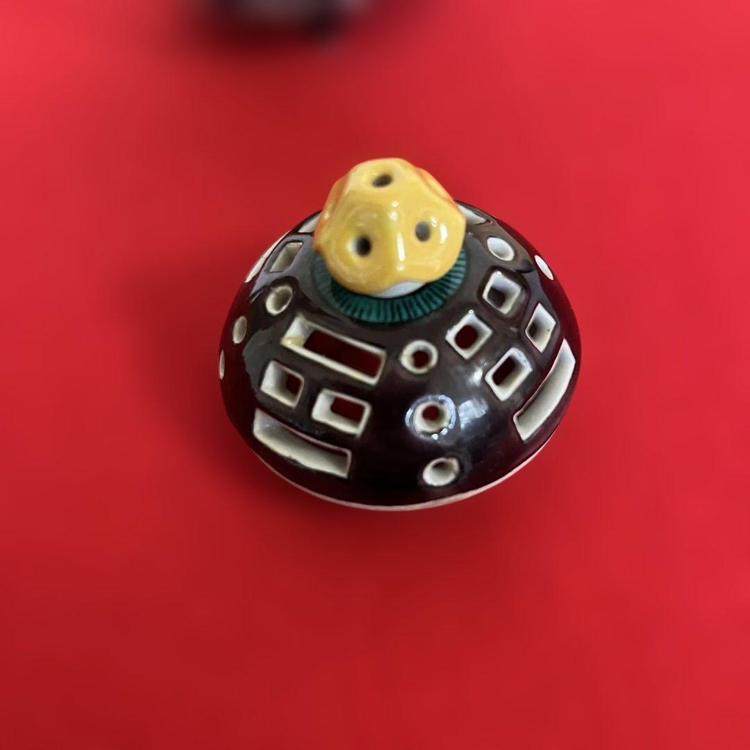 人間国宝 初代 徳田八十吉造 青手 三つ足 香炉 管理T296 共箱付き