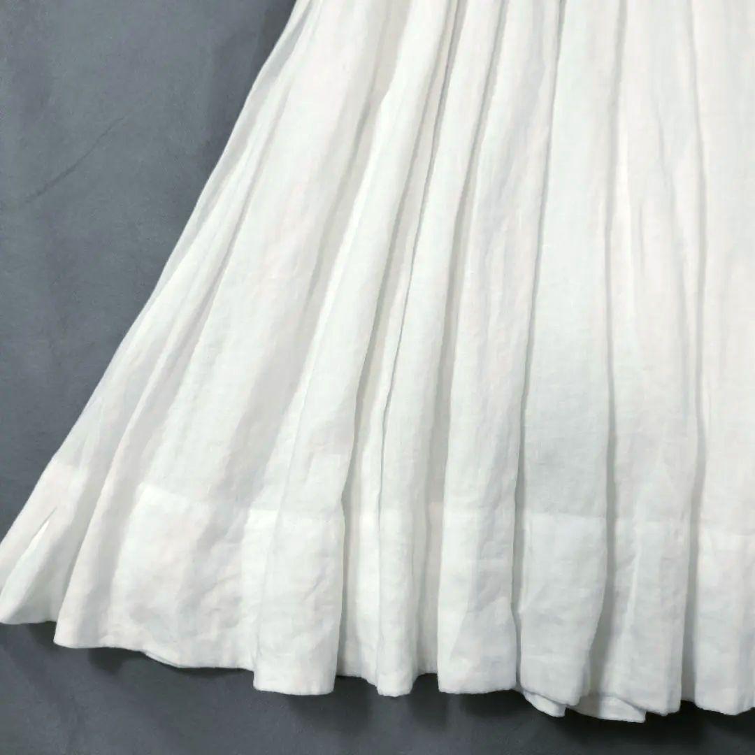 美品　MARGARET HOWELLリネン タックフレアスカート　サイズ1 白