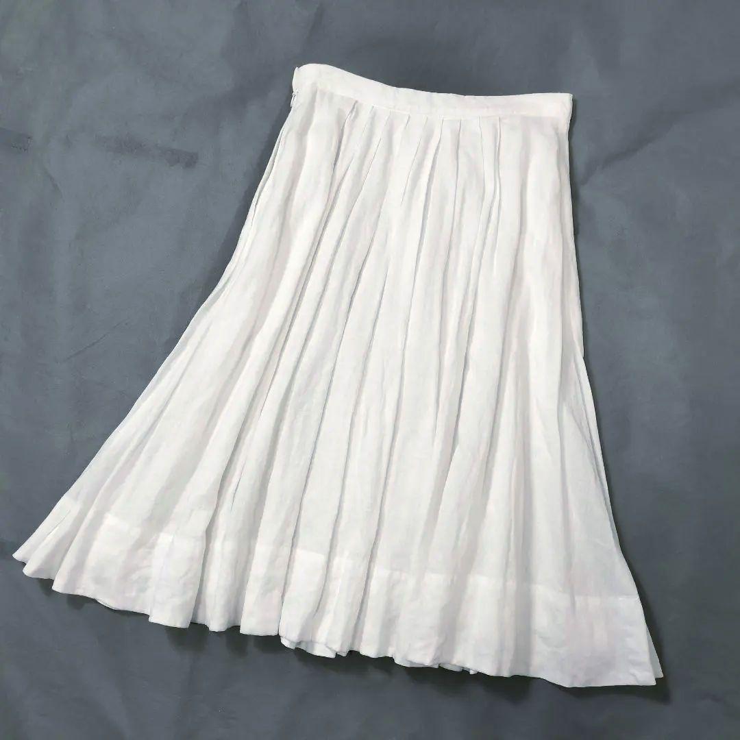 美品　MARGARET HOWELLリネン タックフレアスカート　サイズ1 白