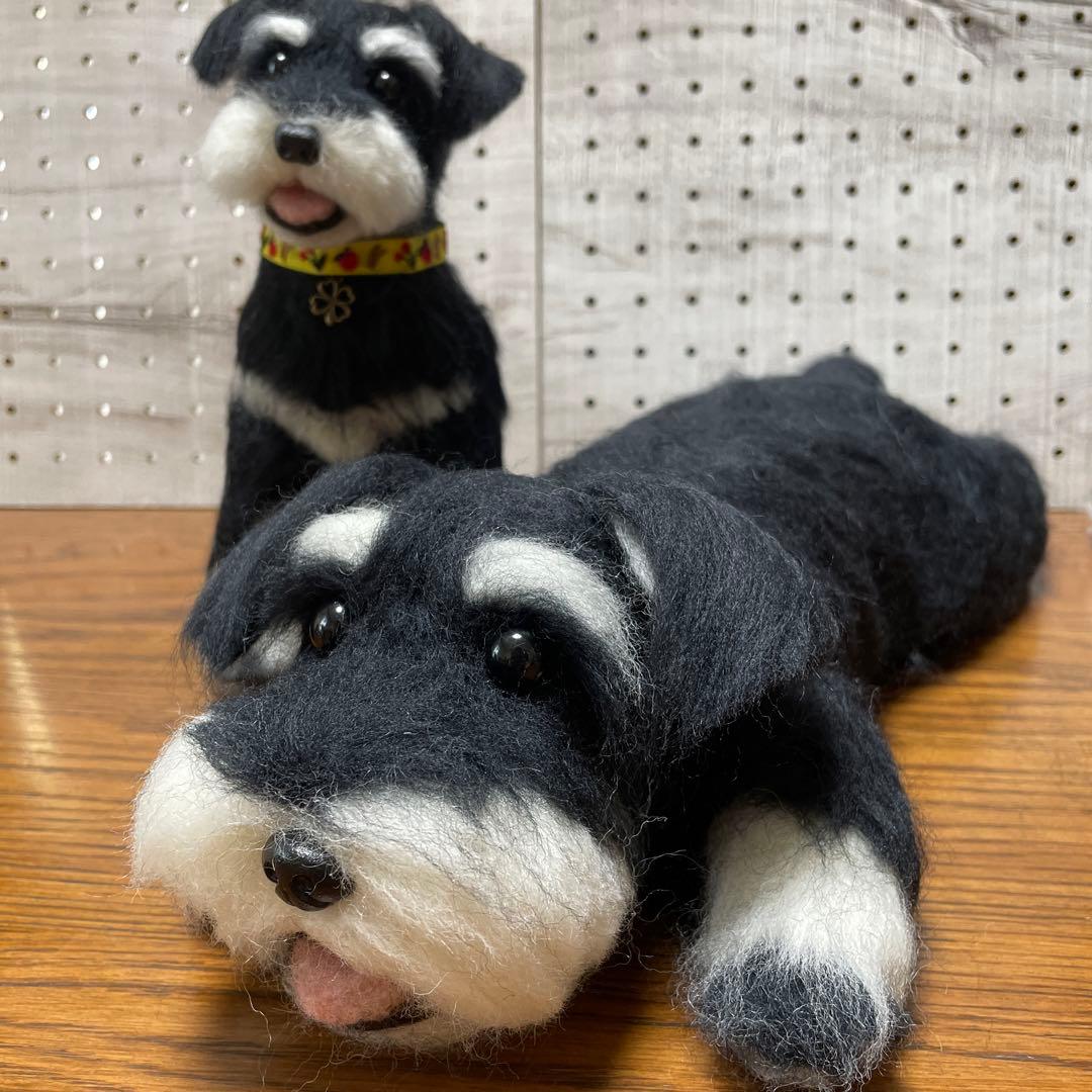 羊毛フェルト　ミニチュアシュナウザー　3点