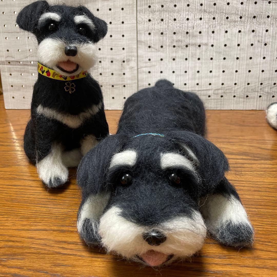 羊毛フェルト　ミニチュアシュナウザー　3点