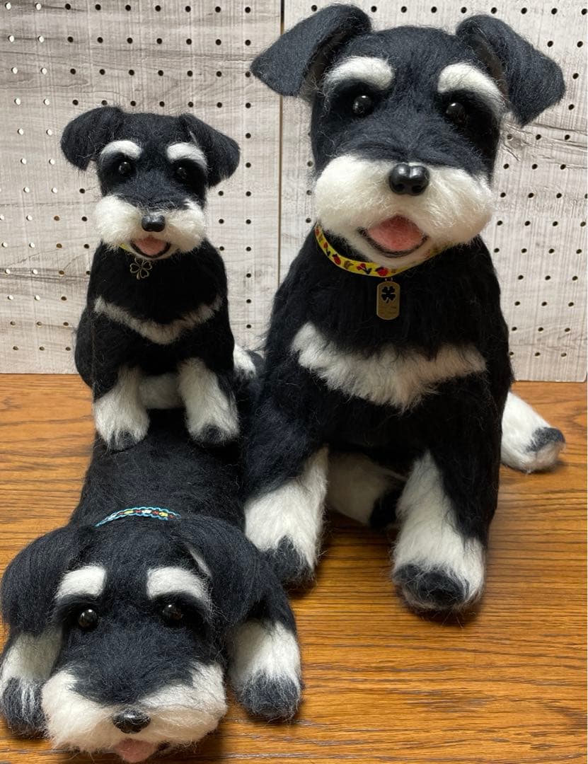 羊毛フェルト　ミニチュアシュナウザー　3点