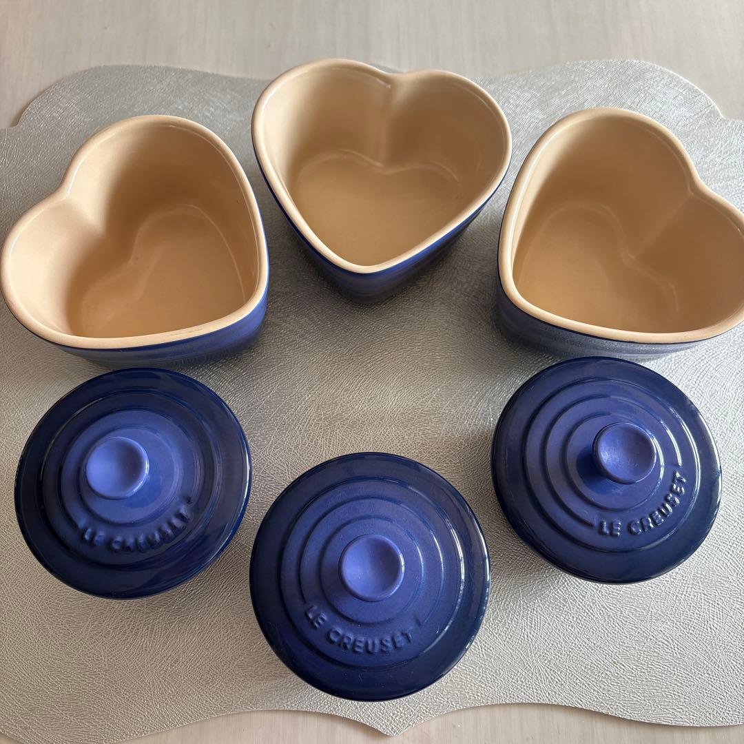 LE CREUSET ミニ・ココット 3個セット ラムカン3個セット青