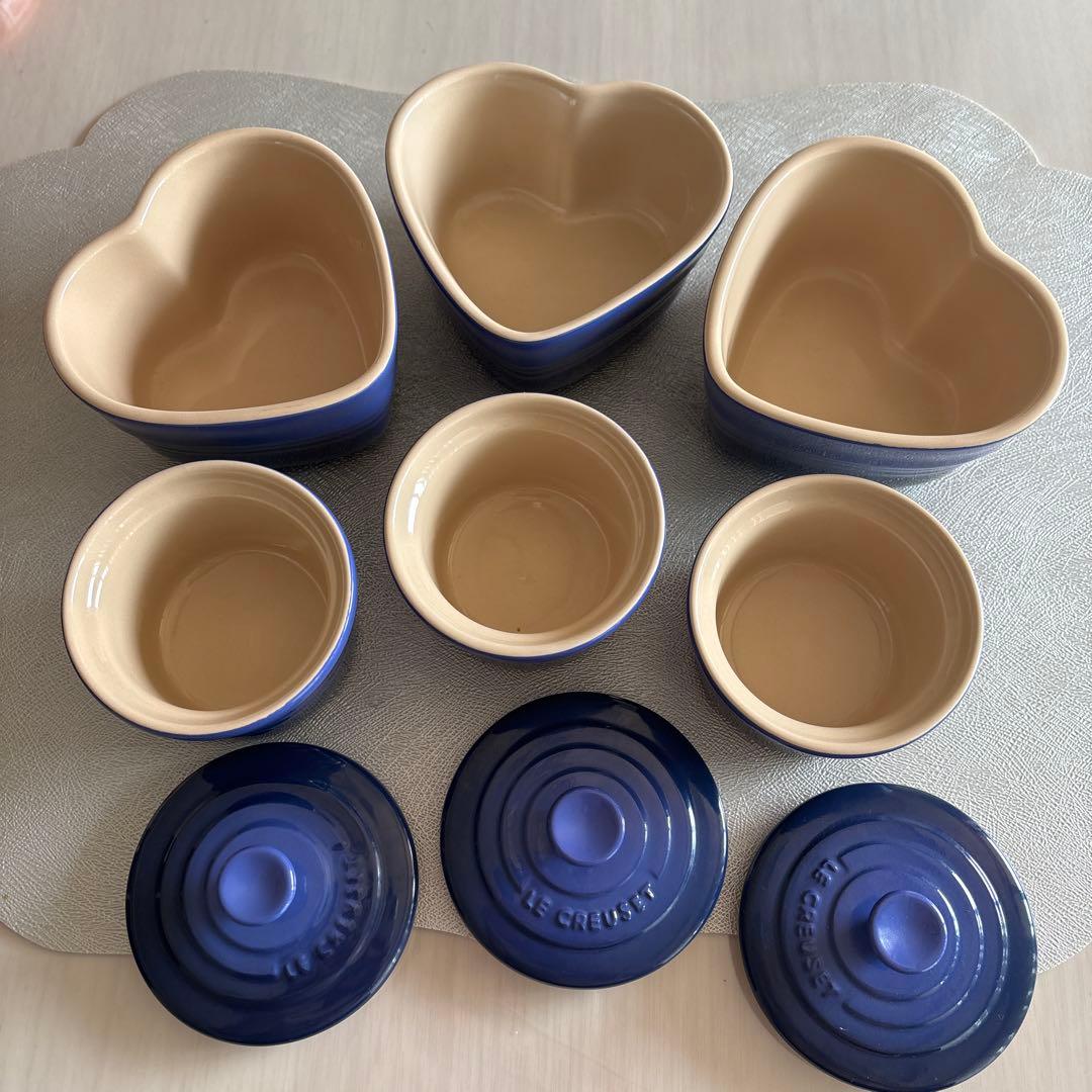 LE CREUSET ミニ・ココット 3個セット ラムカン3個セット青