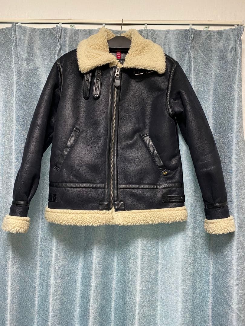 【美品】ALPHA INDUSTRIES B-3 フェイクムートンジャケット黒M