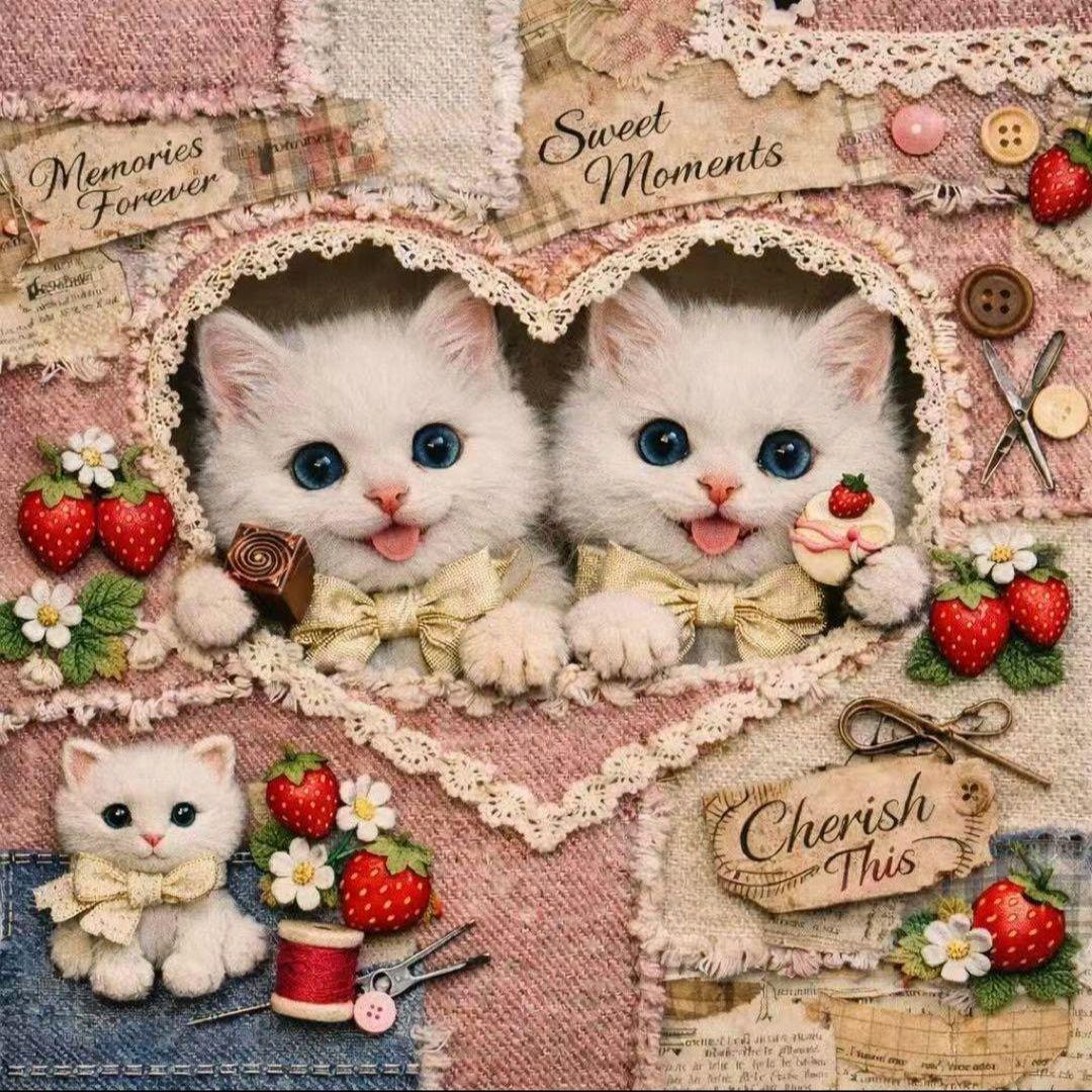 可愛いねこパネル生地　ハンドメイド