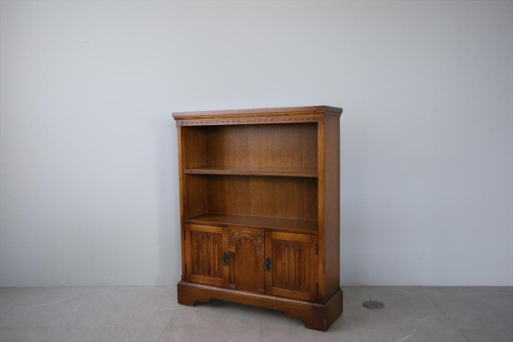 英国アンティーク木製ブックシェルフ/本棚/食器棚/飾り棚/収納ラック92-126