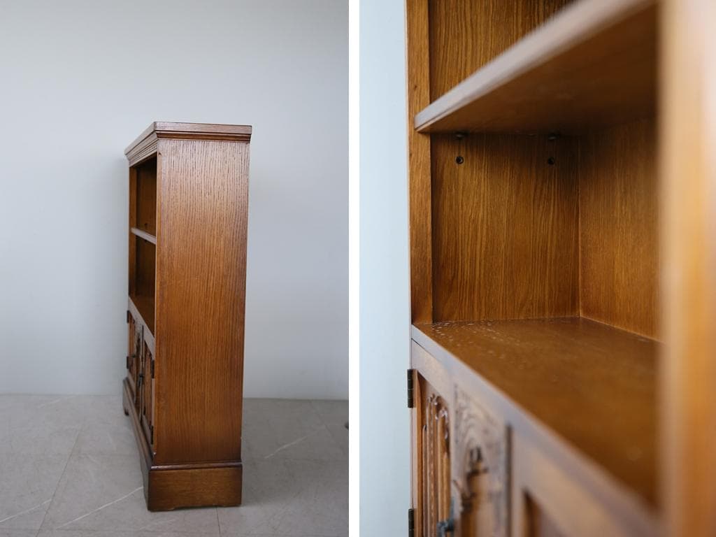 英国アンティーク木製ブックシェルフ/本棚/食器棚/飾り棚/収納ラック92-126