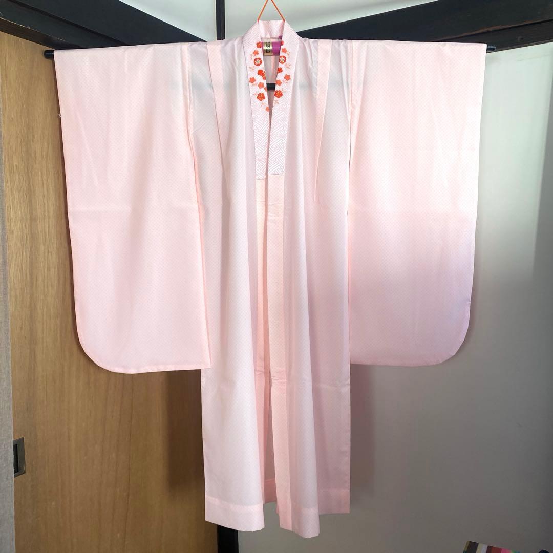 七五三　7歳　青　正絹　着物　このゆびとまれ