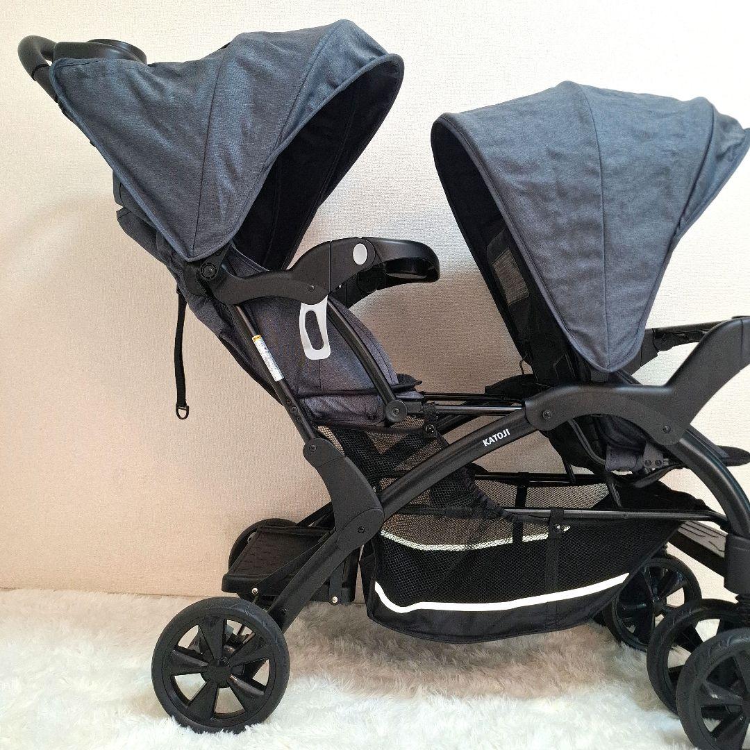 【極美品】KATOJI 二人でゴーdx デラックス 二人乗り ベビーカー ブルー