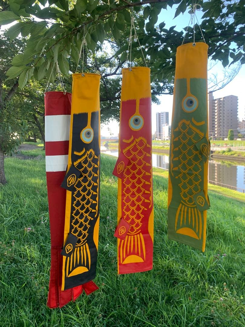 歌川広重「名所江戸百景水道橋駿河台」手染め鯉のぼり1.1m子鯉緑のセット鯉のぼり