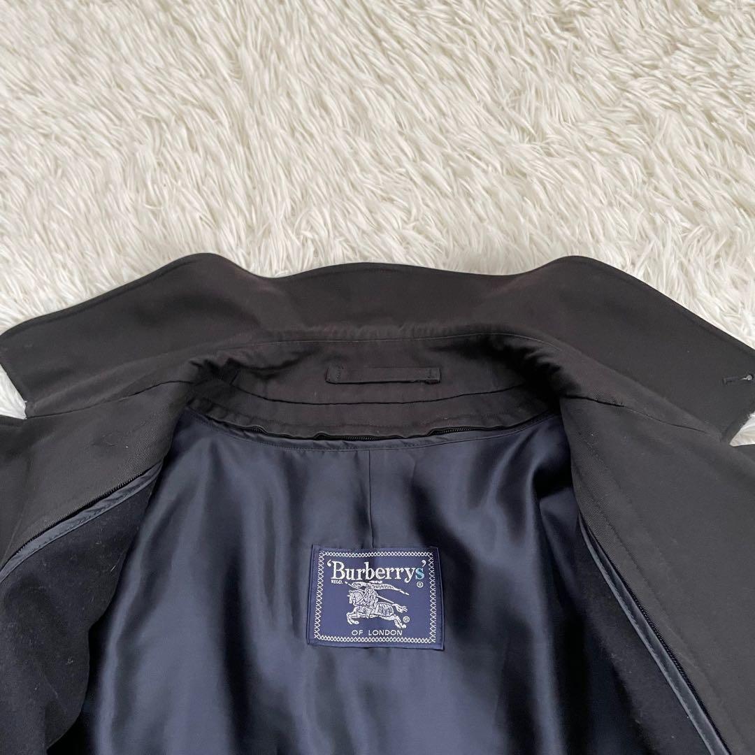 Burberrys ウールライナー付ブラックステンカラーロングコートノバチェック