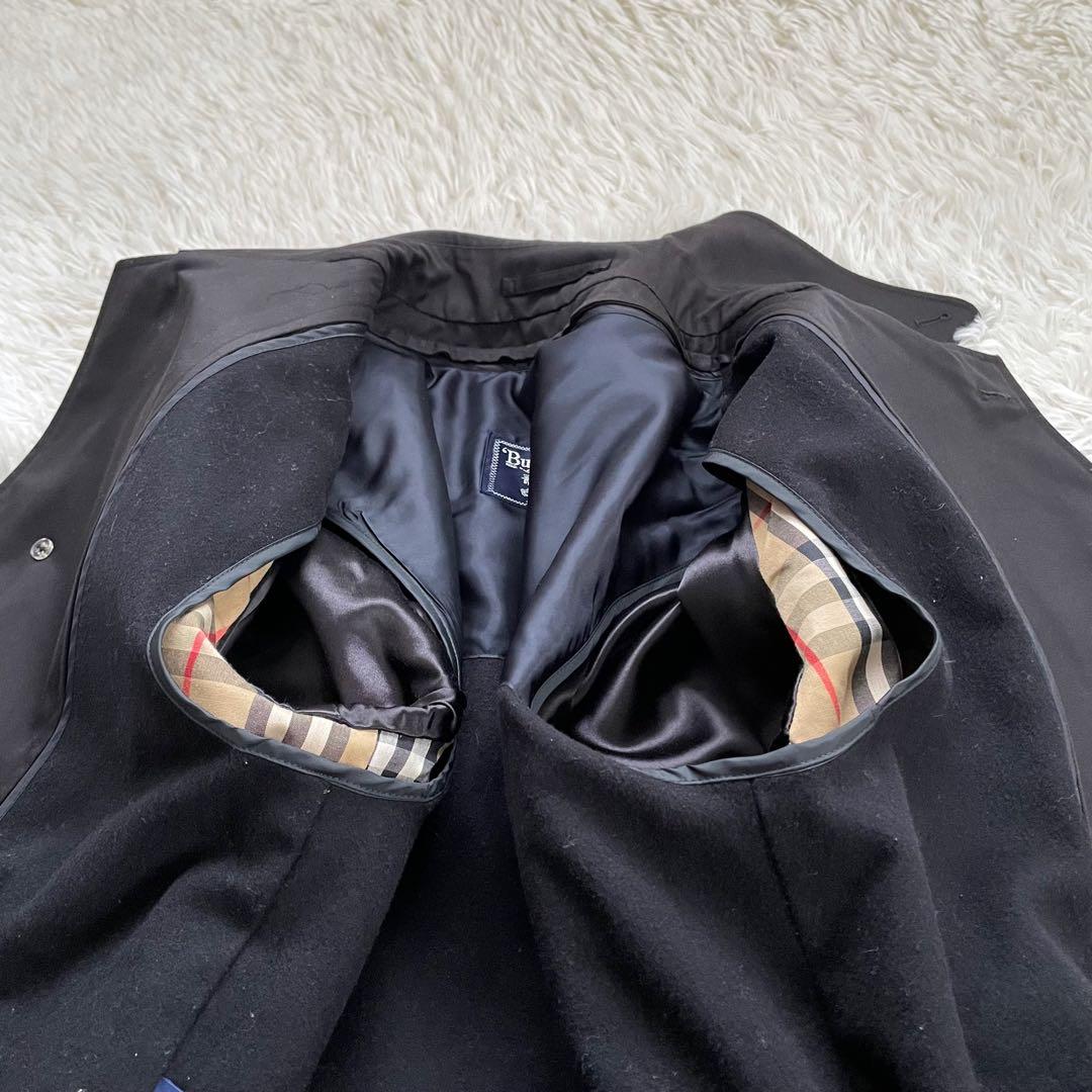 Burberrys ウールライナー付ブラックステンカラーロングコートノバチェック