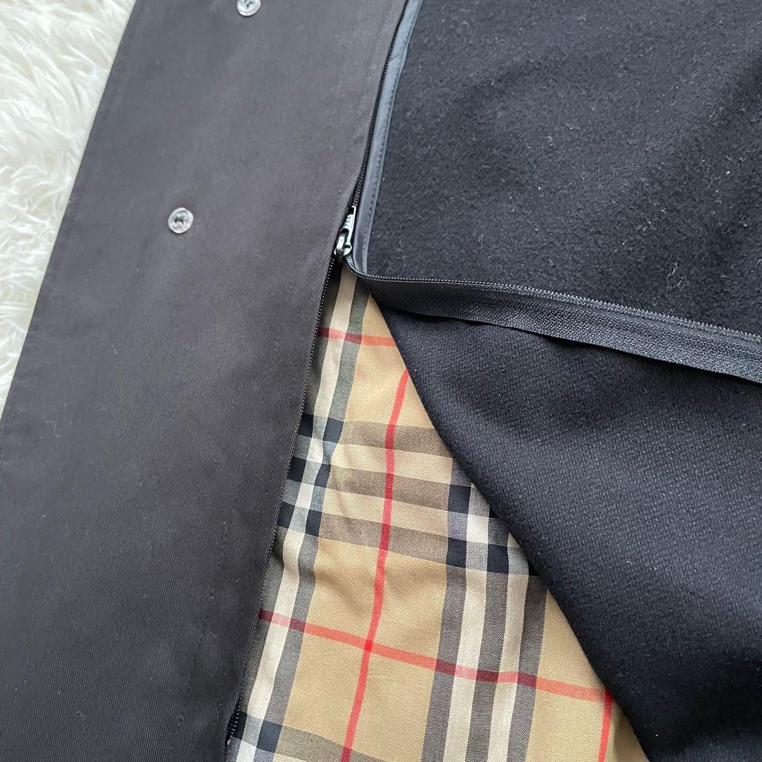 Burberrys ウールライナー付ブラックステンカラーロングコートノバチェック