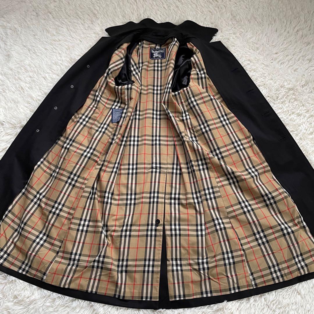 Burberrys ウールライナー付ブラックステンカラーロングコートノバチェック