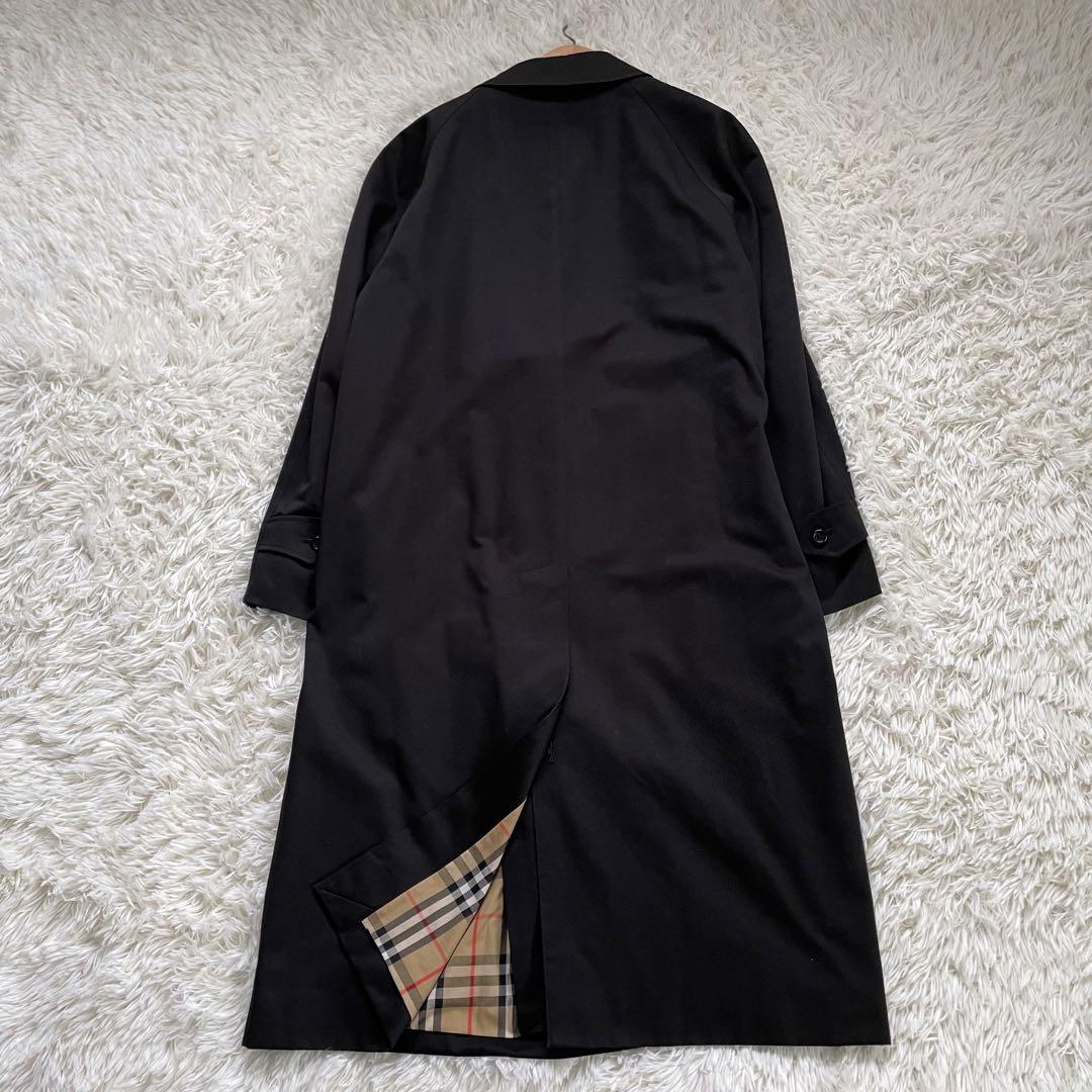 Burberrys ウールライナー付ブラックステンカラーロングコートノバチェック