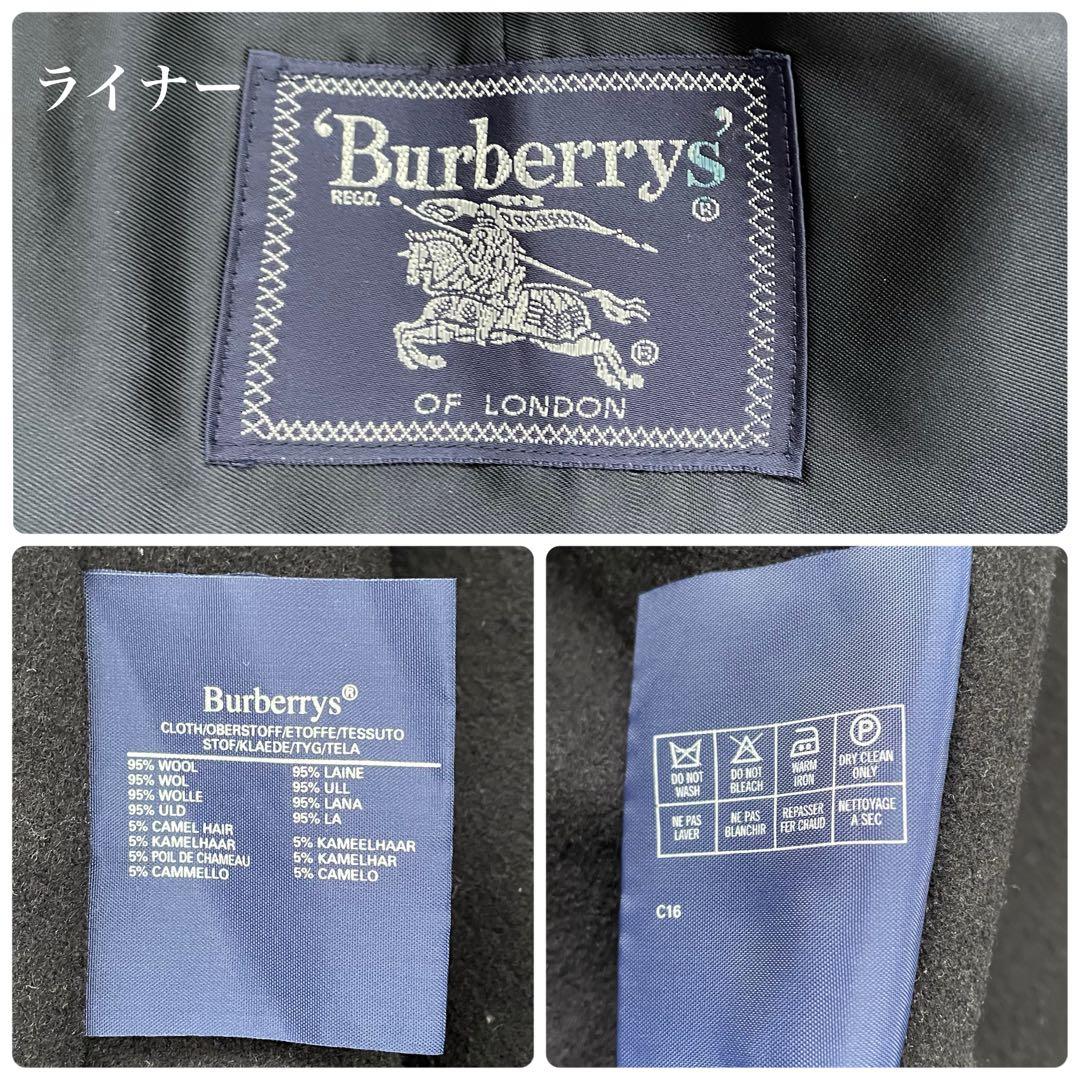 Burberrys ウールライナー付ブラックステンカラーロングコートノバチェック