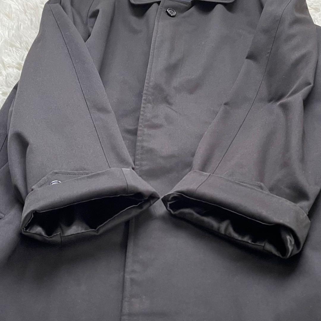 Burberrys ウールライナー付ブラックステンカラーロングコートノバチェック