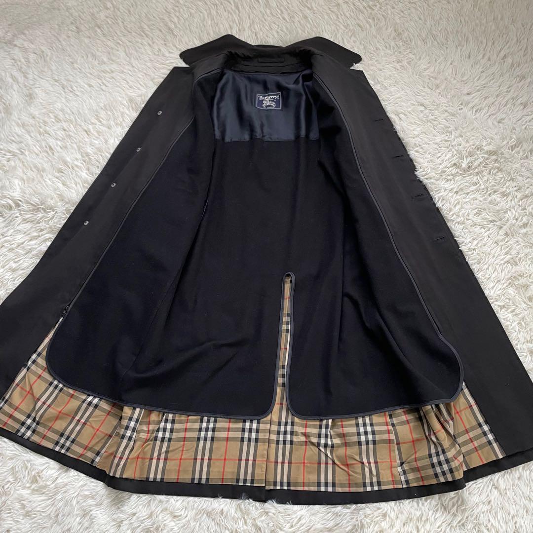 Burberrys ウールライナー付ブラックステンカラーロングコートノバチェック