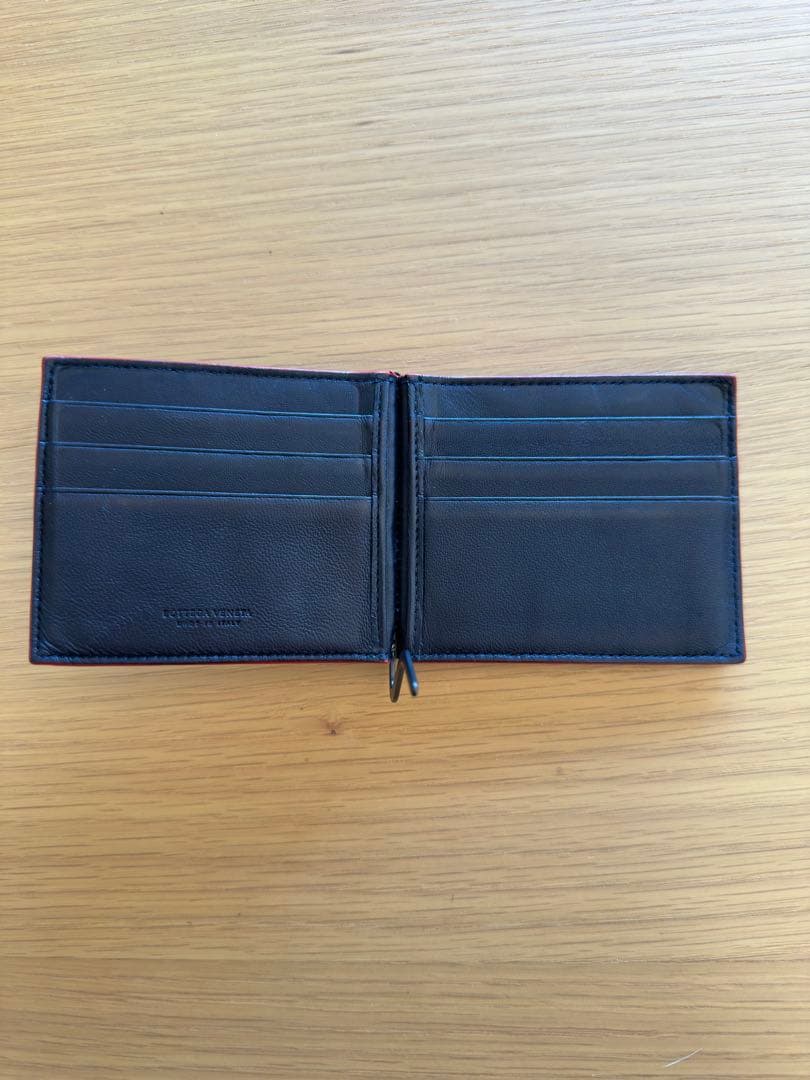 限定品希少カラー Bottega Venetaマネークリップ ネイビー/ブラック