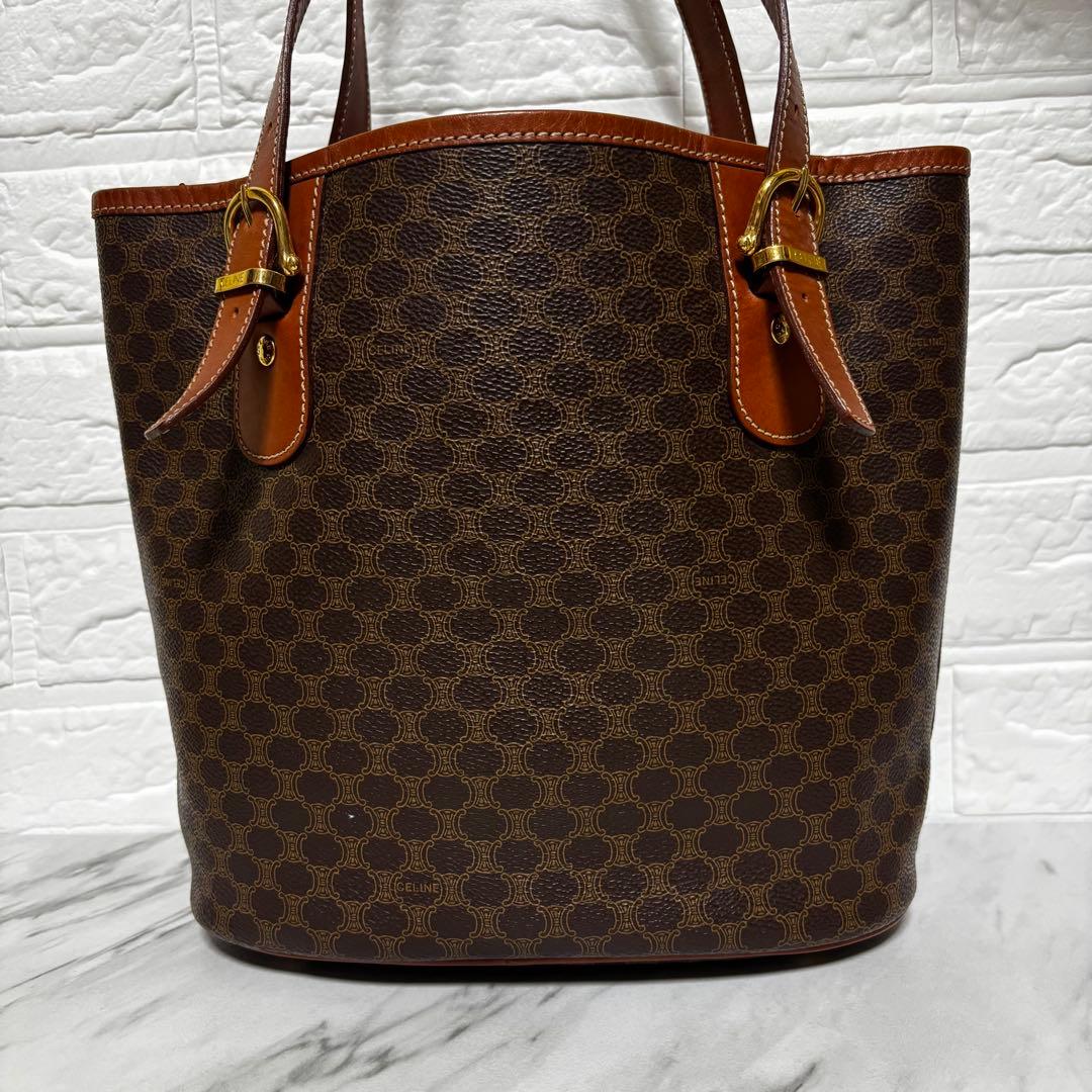 セリーヌ CELINE マカダム柄 トートバッグ バケツ型 オールドセリーヌ