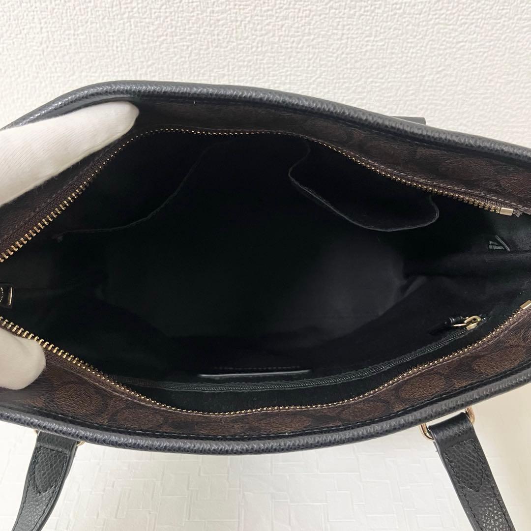 美品★COACH コーチ トートバッグ 肩掛け シグネチャー ブラウン チャーム