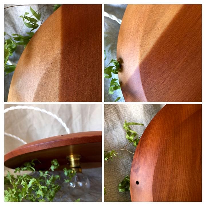 【SALE!】フック付大きなペンダントライト 木製ランプシェード 真鍮 天井照明