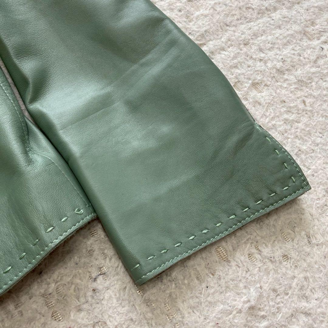 BALMAIN レザージャケット グリーン 11号 オシャレ カッコいい 高級感