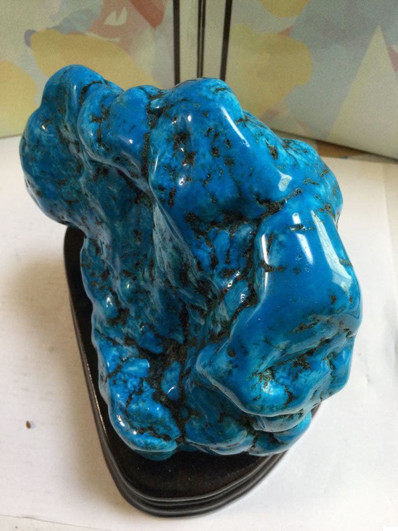 ターコイズトルコ石原石磨き石　水晶　観賞石