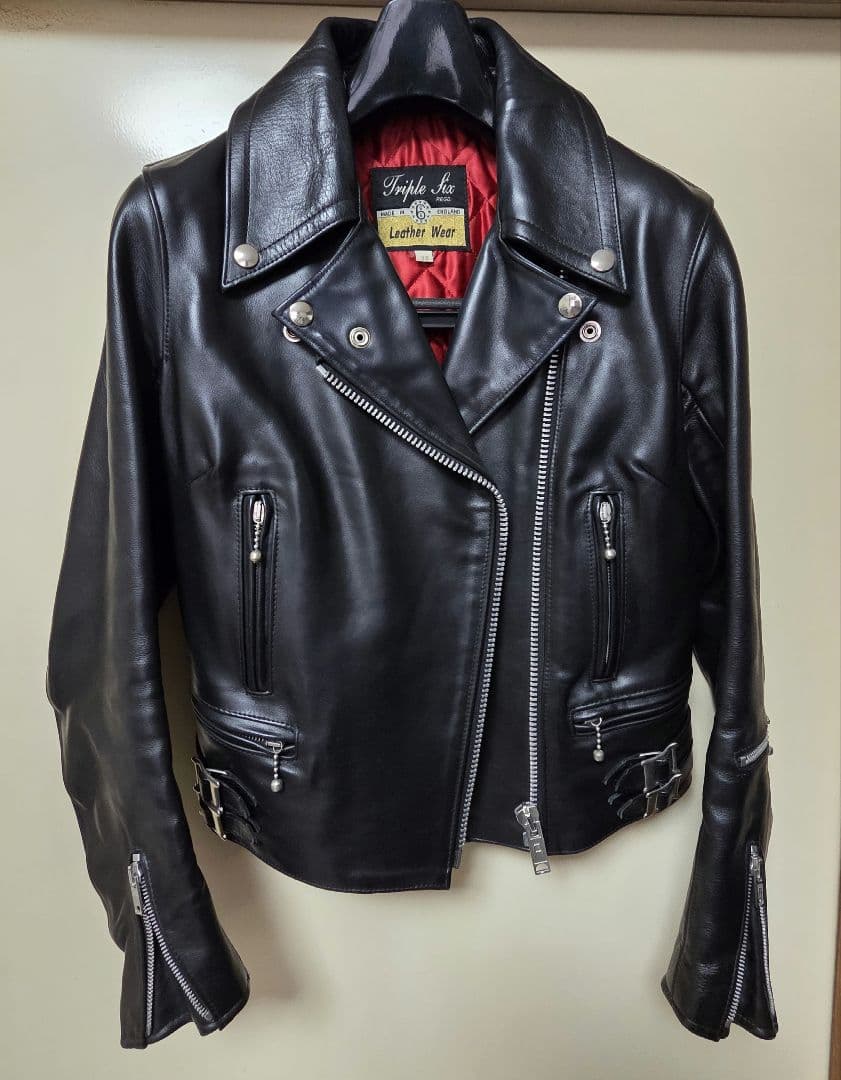 666 Triple Six ブラック レザー ライダースジャケット
