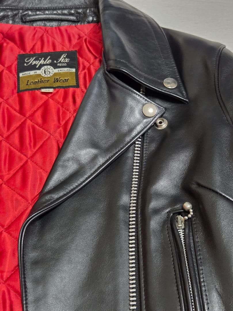 666 Triple Six ブラック レザー ライダースジャケット