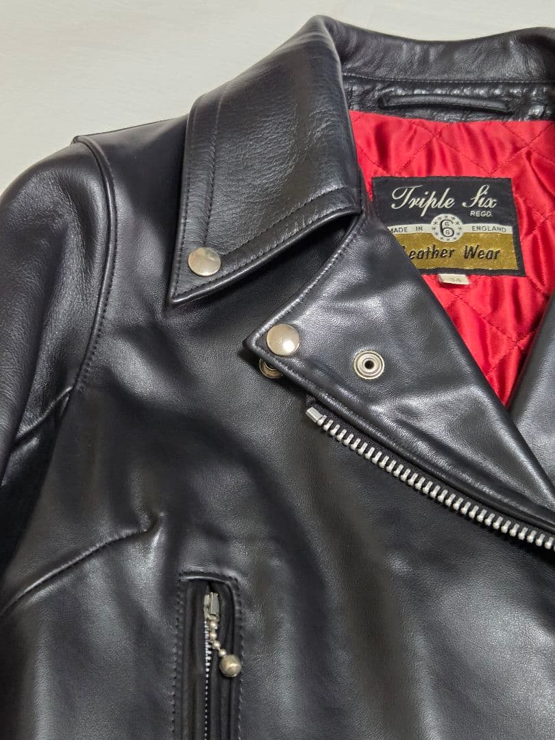 666 Triple Six ブラック レザー ライダースジャケット
