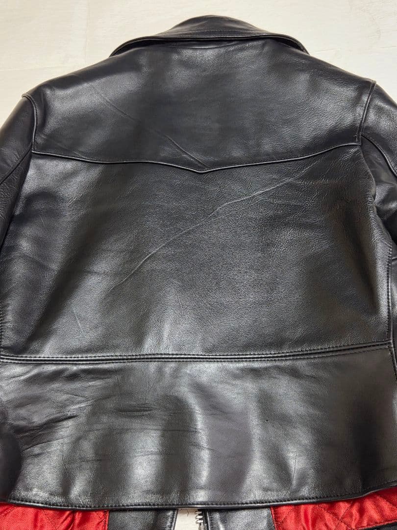 666 Triple Six ブラック レザー ライダースジャケット