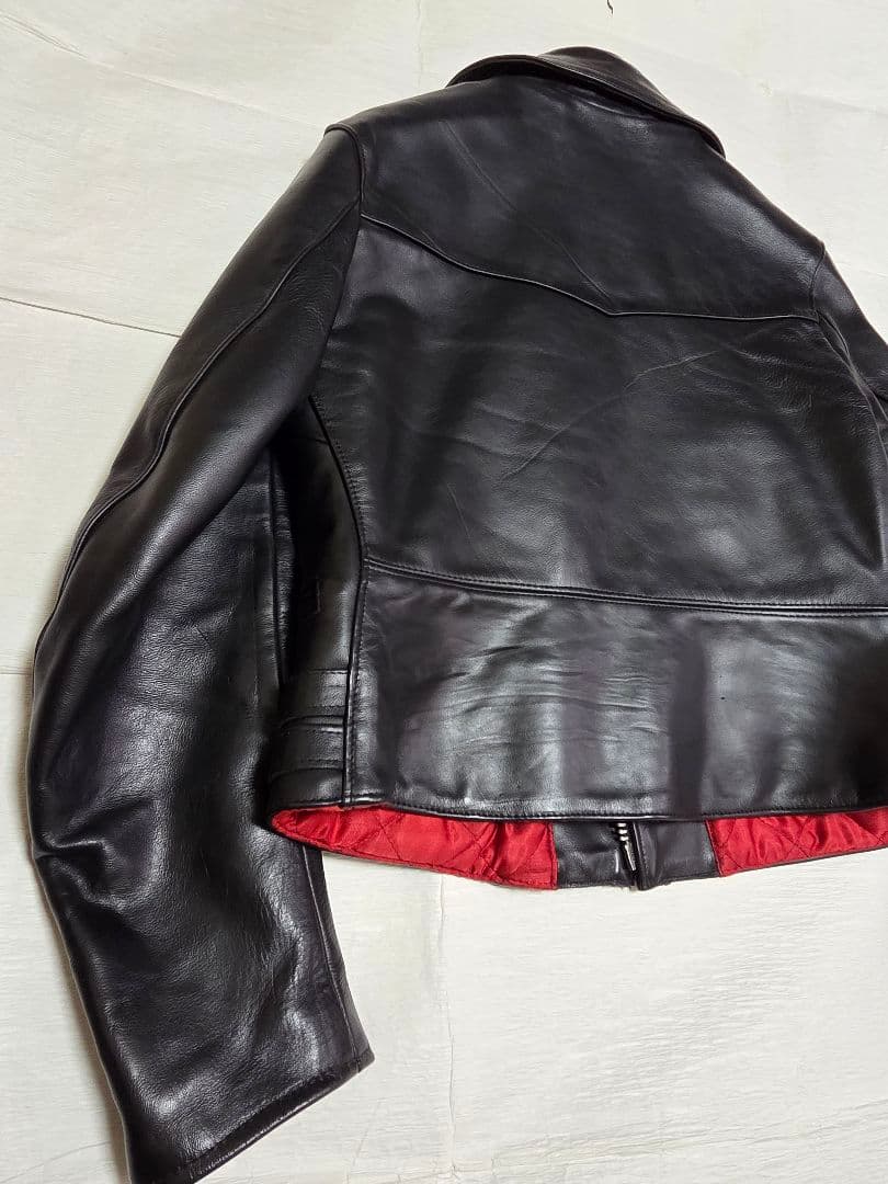 666 Triple Six ブラック レザー ライダースジャケット