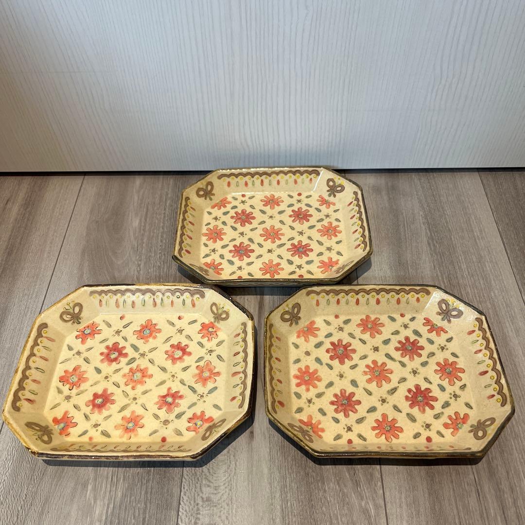 増山文さん四角プレート3枚セット美品