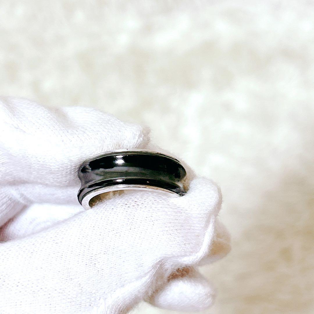 ティファニー 1837 ナロー リング ブラックチタン シルバー 指輪　16号