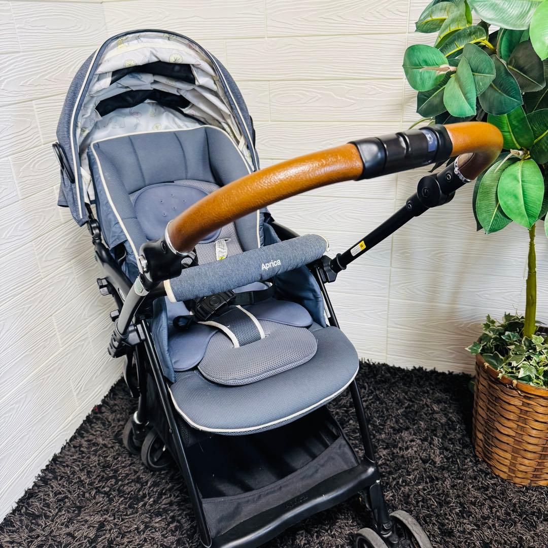 Aprica ラクーナビッテ クッション レザーハンドル ベビーカー デニム